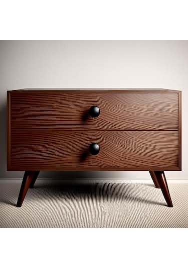 Doğal Ahşap 2 Çekmeceli Komodin 1. Sınıf Masif Maun Ağacı 60cm X