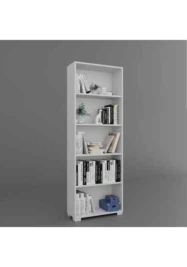 Lucas Serisi Mat Beyaz 5 Raflı Kitaplık Beyaz