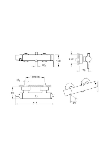 VitrA Suit Banyo Bataryası Parlak Siyah A4281839 Krom