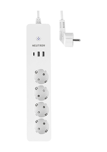 Neutron Akıllı Wi-fi Destekli 4'lü Akım Korumalı Priz 2 USB 1 Type-C Uzatma Kablosu