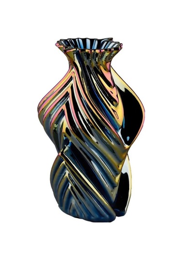 Lucky Art Renkli Boğumlu Büyük Vazo 32 Cm Çok Renkli