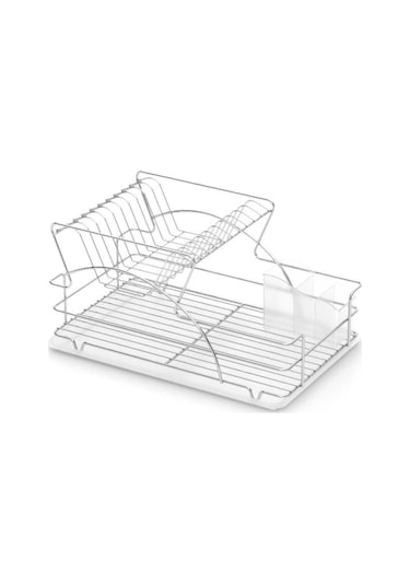 Geseus Home İki Katlı Tabaklık Bulaşıklık Krom Şeffaf Kb009 Krom