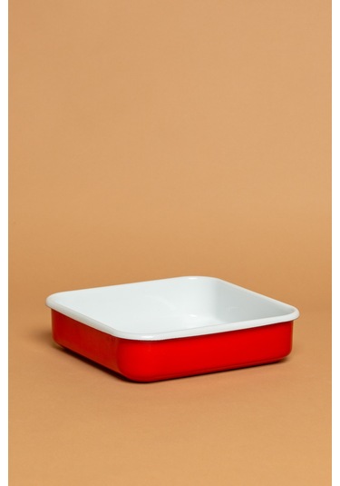 La Vita Rossa Vintage Emaye Kare Kırmızı Fırın Kabı Ebutay Kırmızı