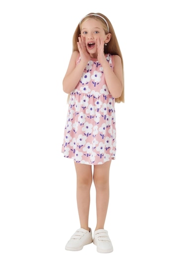 Rolypoly Florals Kız Çocuk Elbise Pembe