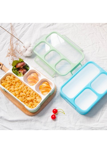 Maiyame 1l Pembe 4 Bölmeli Lehimli Plastik Yemek Kutusu - Ev Kullanıma Uygun, Kolay Taşınabilir, Gündelik Kullanım İçin Pratik Öğle Yemeği Kutusu Pembe