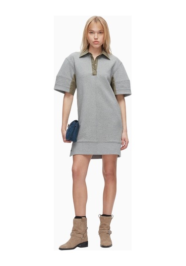 3.1 Phillip Lim Terry Polo Kadın Elbise, Fransız Havlu Kumaş Gri