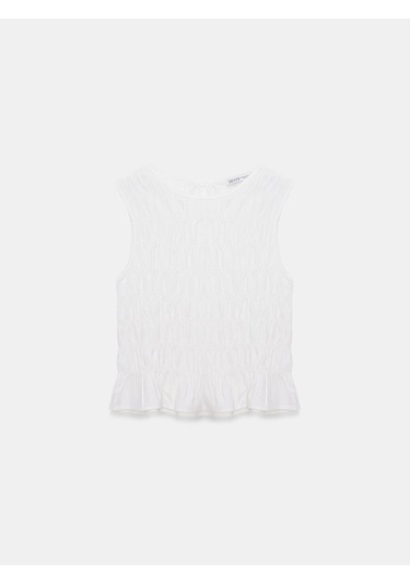 Dilvin 50845 Gipeli Crop Bluz-beyaz