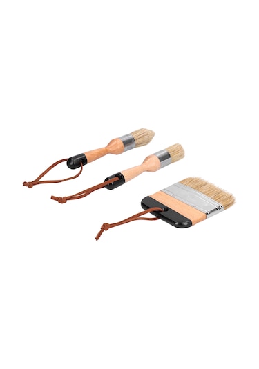 Dofolink Üçlü Ahşap Saplı Fantezi Tüylü Boya Fırçaları - Ev Dekorasyonu, Varnish Ve Akrilik İçin Dayanıklı Kullanim