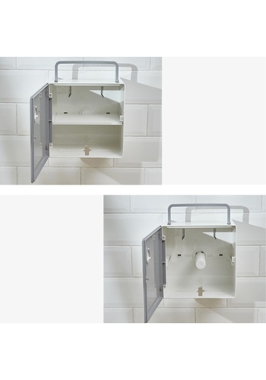 Suntek Kapaklı Yüz Mendil Kutusu, Duvara Monte Havlusu Tutucu Beyaz