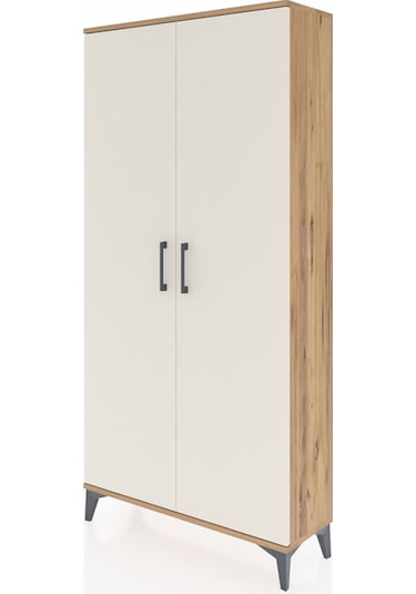 Arges Dolap Tek Raflı Tek Çekmeceli Tek Askılı 88x30x182 Antrasit-aytaşı Atlas Çam