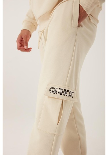 Quhox Erkek 3 İplik Jogger Eşofman Altı Ekru