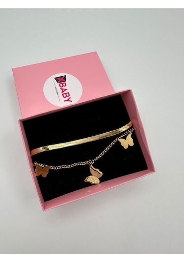 Xbaby Kelebek Figürlü Gold Çelik Bileklik Gold