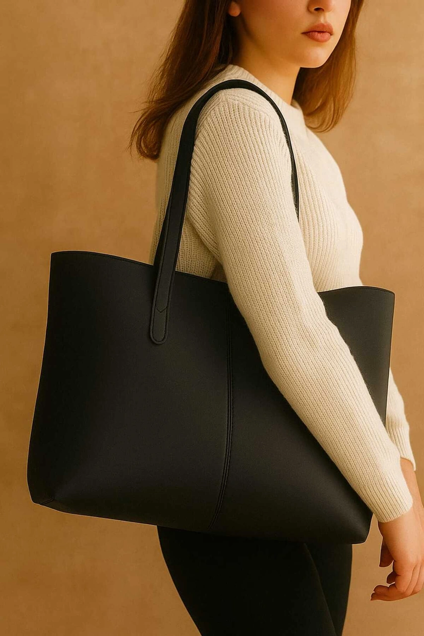 Kadın El Omuz Çantası Büyük Su Geçirmez Siyah