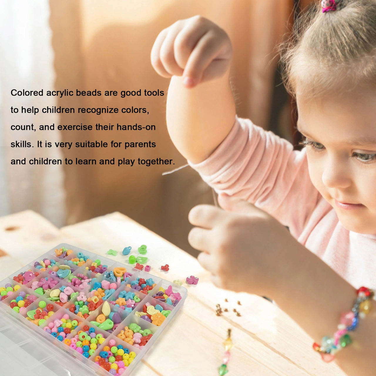 Moveevo 02 Renkli Perforeli Plastik Boncuklar - Kolye Ve Bilezik Dıy Aksesuar Seti Diğer