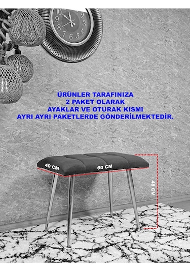 Gold Sivriltme Ayaklı 60 Cm Puf Bench - Puf - Bench - Oturak - Mu Çok Renki