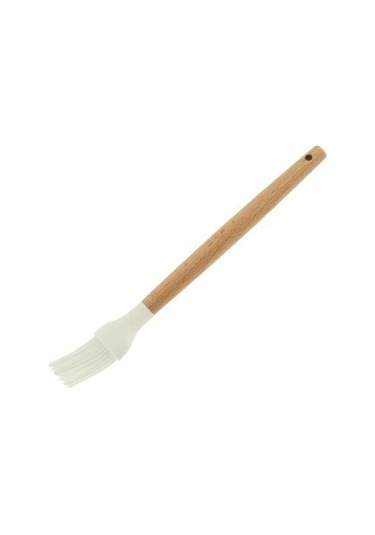 Qerhome Silikon Fırça Bambu Saplı Silikon Yumurta Fırçası Kremrengi 1 Adet