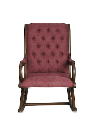 Asedia Rustik Ceviz Bordo Sallanan Sandalye Dinlenme Koltuğu