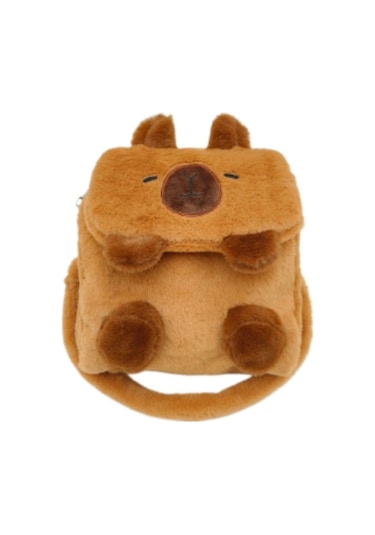 "kapı Bara Peluş Sevimli" Omuz Çantası-kahverengi- Kapybara Okul Çantası Kahverengi Kapbara Okul Çantası Kahverengi