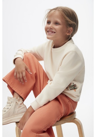 Nk Kids 37516 Kız Çocuk Krem House Flowers Sweat Krem