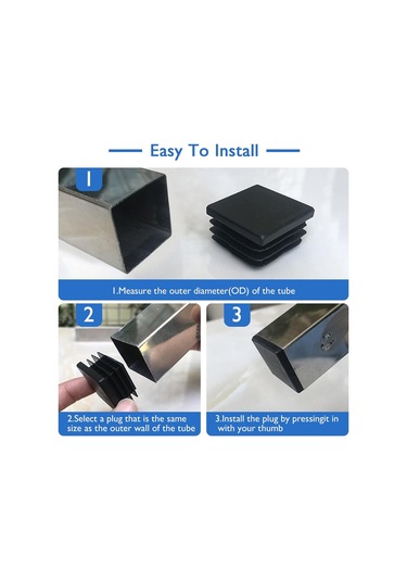 Geeksen 32 Adet Siyah Plastik Kare Boru Tıkanırcısı - Metal Boru, Masa Sandalye Ayaklarını Kaydırma Ve Korumak İçin - 2.5x2.5x1.4cm Siyah