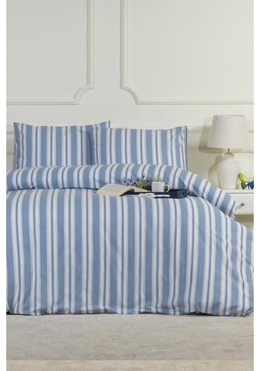 Elart Scatt Nevresim Takımı Tek Kişilik Lastikli Çarşaf 160x220 Cm Mavi Mavi