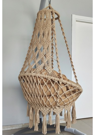 Tek Kişilik Makrome El Örgüsü Salıncak Mis38001bejm Sadece Salıncak + Minder Bej