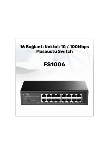 Cudy FS1016 16 Port 10/100 Mbps Metal Rackmount Masaüstü Switch