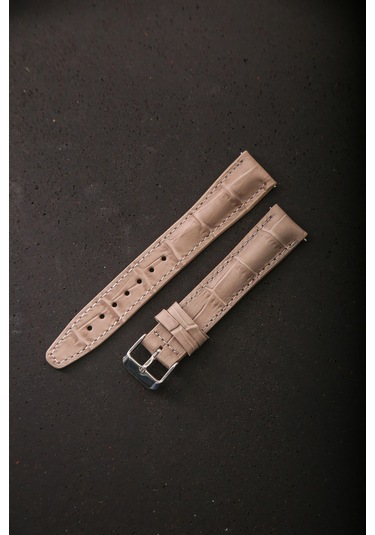 Hakiki Deri 18mm Akıllı Pimli Saat Kordonu Bej