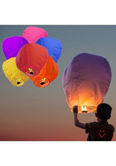 Dilek Feneri Gece Gökyüzü Dilek Balonu 1 Adet Siyah