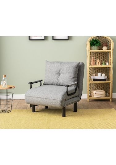 Pafu Sento Tekli Katlanır Yataklı Koltuk - Keten Açık Gri Açık Gri