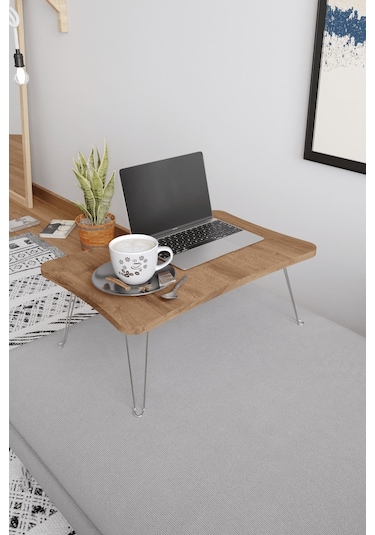 Taşınabilir Katlanır Yatak Koltuk Üstü Hasta Servis Bilgisayar Çalışma Sehpası Ceviz