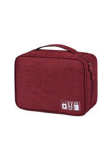 Yifomall Büyük Boy Bordo Dijital Alet Çantası - Katlanabilir, Dayanıklı Kolyester Malzemeyle Yapılmış, Çok Amaçlı Veri Kablosu Saklama Çantası Şarap Kırmızısı