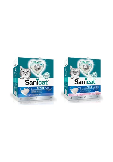 Sanicat Active White 2 Çeşit Karma Kokusuz Ve Lotus Flower Topakalanan Kedi Kumu 10 L X 2 Adet