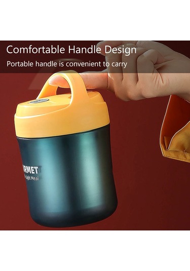 Hangfox 304 Çelik Isı Saklama Kupa, İçecek/sıcak Yemek İçin, Damlacık Önleyici Kapak, Şurup Ucu Ve Taşıma Kolu, 500ml, Okul/ofis/seyahat