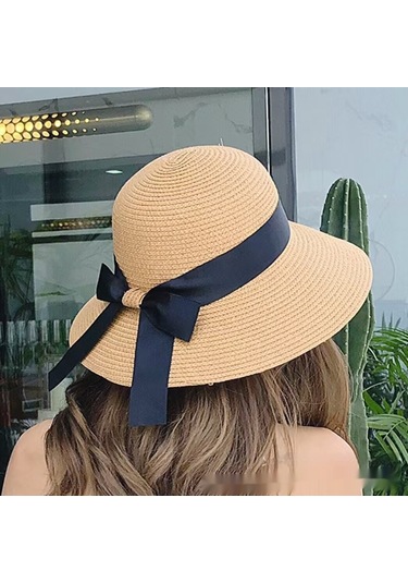 Snapbuy Kadın Hasır Şapka, Kore Tarzı, Sade Ve Uyumlu, Güneş Korumalı, Katlanabilir Balıkçı Şapka Kahve