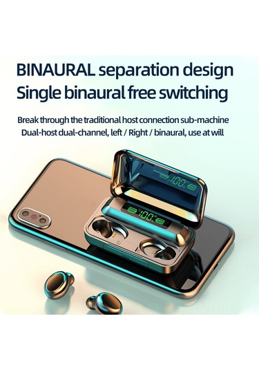 Moveevo Koyu Mavi Ipx7 Su Geçirmez Bluetooth 5.0 Spor Kulaklık, Dokunmatik Kontrol, İkili Pil Göstergeli, Taşınabilir Şarj Kutusu