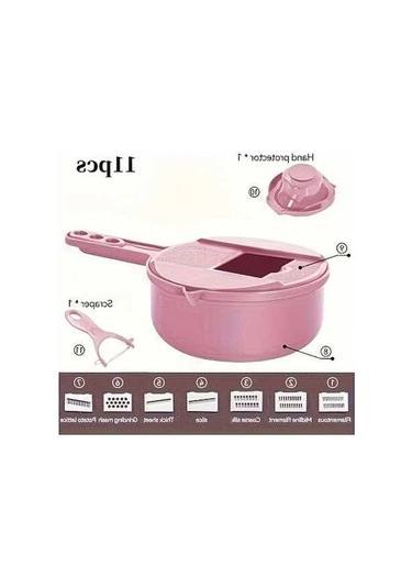 Trendooze Cloud011 Pembe 11 İ 1 Arada Manuel Mutfak Robotu, Pratik Dilimleyici Pembe