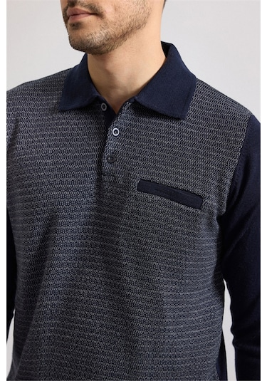 Süvari Lacivert Regular Fermuarlı Polo Yaka Kazak Tr2013700498-m09 Lacivert