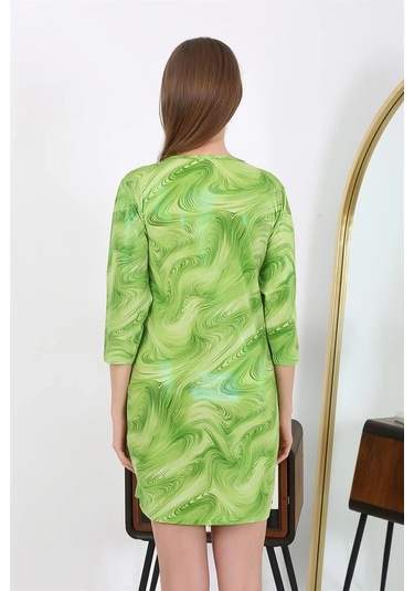 Giyim Kadın Micro Kumaş Mini Parlak Elbise Yeşil Yeşil