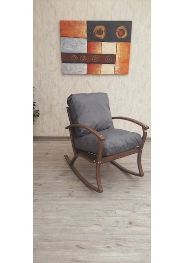 Emideco Demonte Ahşap Sallanır Koltuk Sandalye  Bahçe Salon Koltuğu