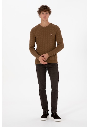 U.s. Polo Assn. Erkek Haki Melanj Kazak /triko 50307836-vr125 Haki Melanj