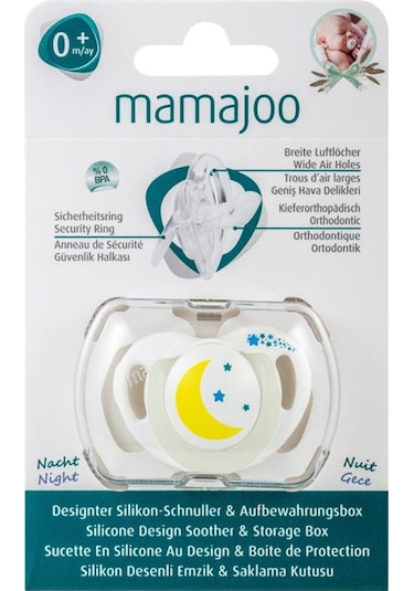 Mamajoo Tekli Desenli Emzik & Renkli Saklama Kutusu 0 Ay+ Gece Mavi