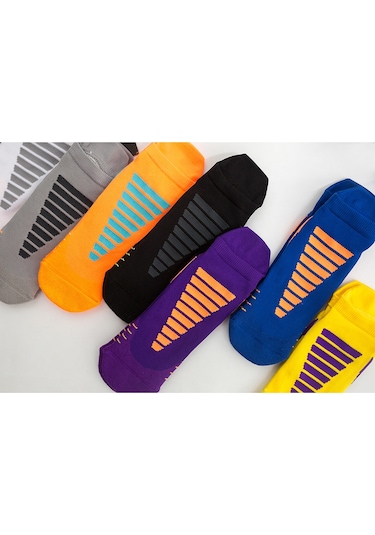 Lemestar Unisex Spor Çorapları - Soluk Ayaklı, Nefes Alıcı, Ter Emici - Futbol, Basketbol, Koşu İçin - Turuncu Mavi Desen - Tek Beden Turuncu