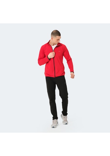 Slazenger ORRA IN Erkek Fermuarlı Dik Yaka Cepli Kırmızı Eşofman Takımı