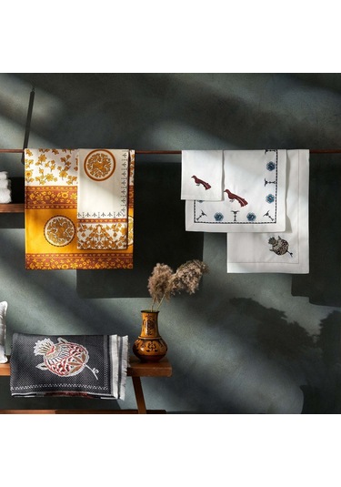 Karaca Home Paye Selçuklu Serisi Kuş Beyaz Nakışlı Amerikan Serv