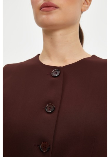 Serpil Exclusive Kadın Minimalist Kolsuz Yelek - Bordo