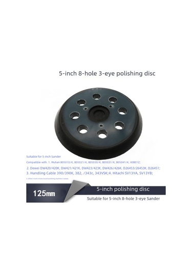 Dofolink 5 İnç Elektrikli Zımpara Diski, 8 Delikli Ve 3 Gözlü Tasarım, Otomatik Yapışkan Kadife Zımparası İle Dayanıklı Taç