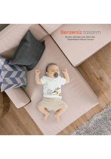 Gezenbebe Hero Kısa Kol Desenli Bebek T-shirt Ve Nakışlı Şort Seti Teddy Organik Çok Renkli