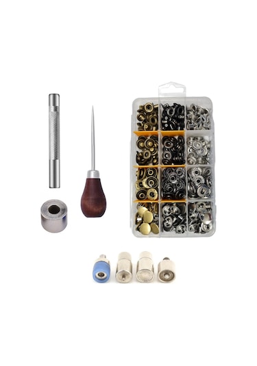 75 adet 15mm Kutulu Paslanmaz Çıtçıt Yapım Seti - Aparatlar, Biz