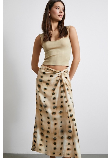 Düğüm Detaylı Etek Ekru Ekru